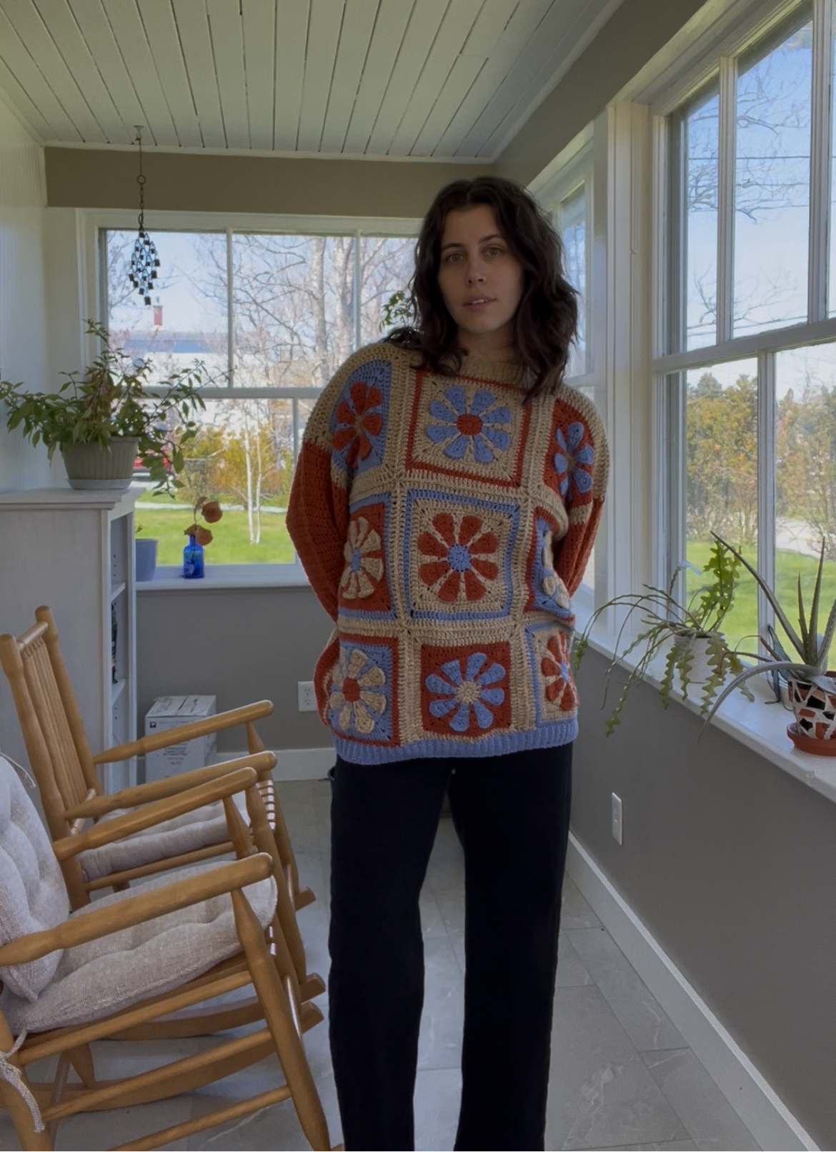 flower sweater - upcycled crochet top