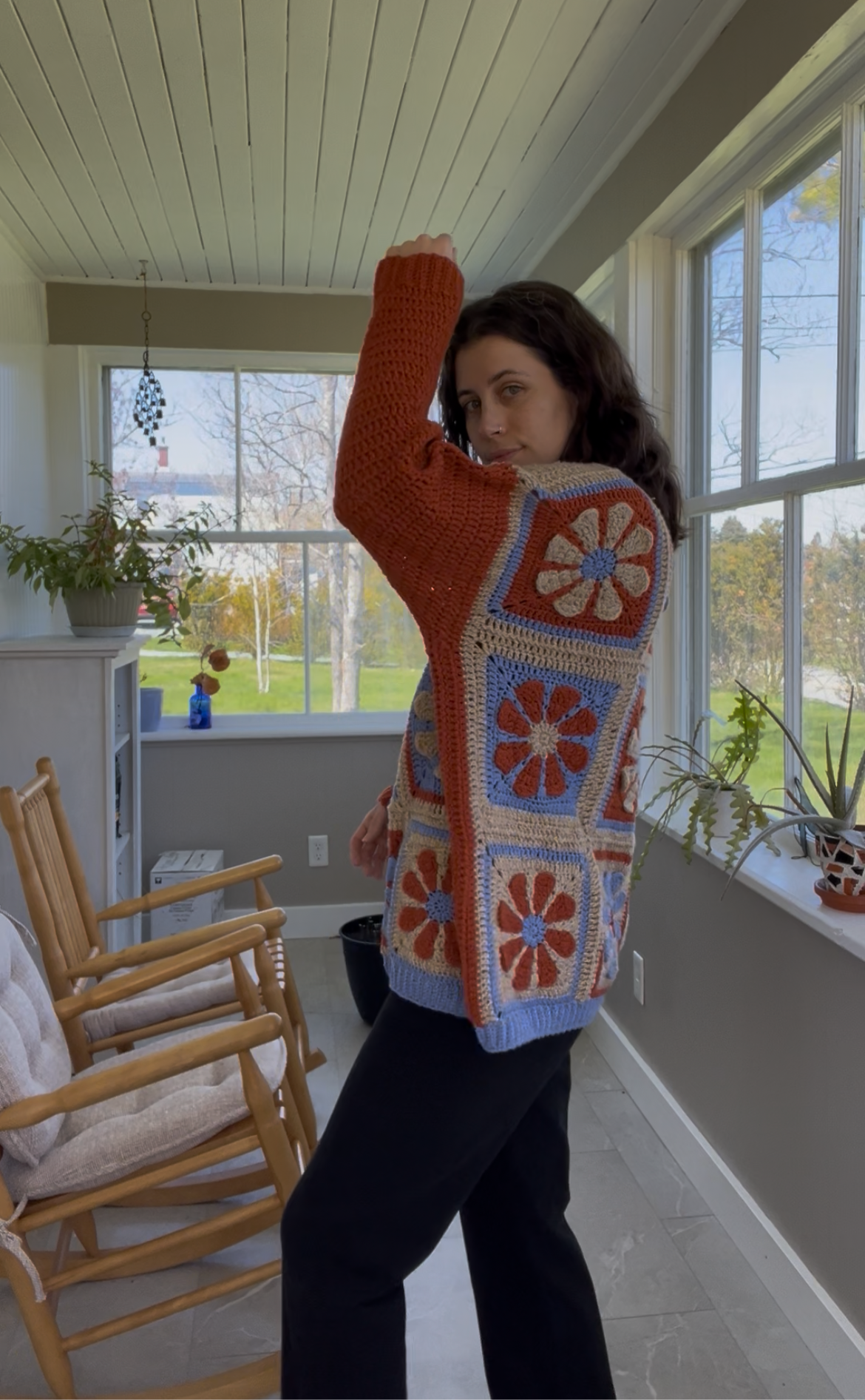 flower sweater - upcycled crochet top