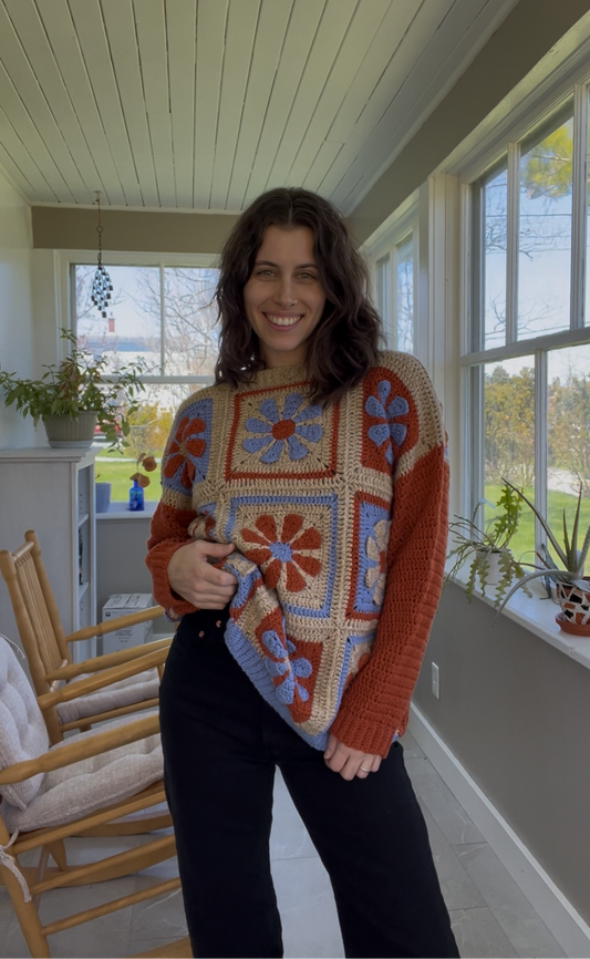 flower sweater - upcycled crochet top
