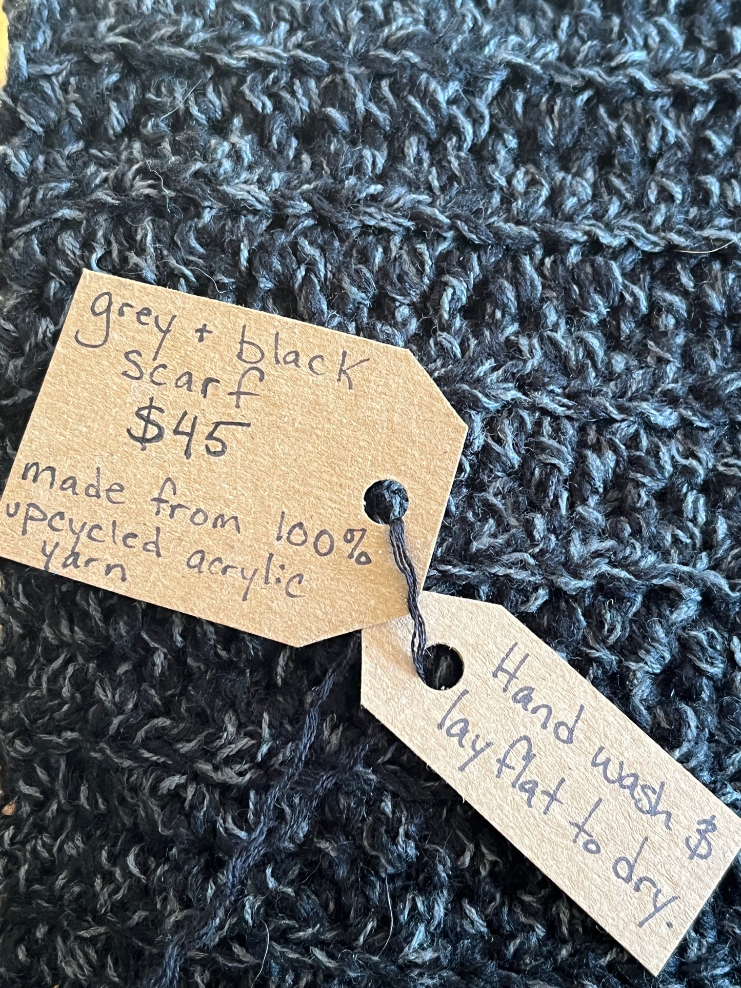 black and grey scarf - upcycled neckwear