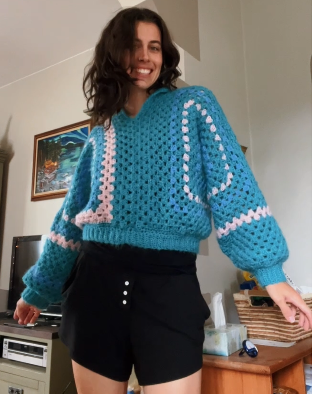 après ski sweater - upcycled crochet top