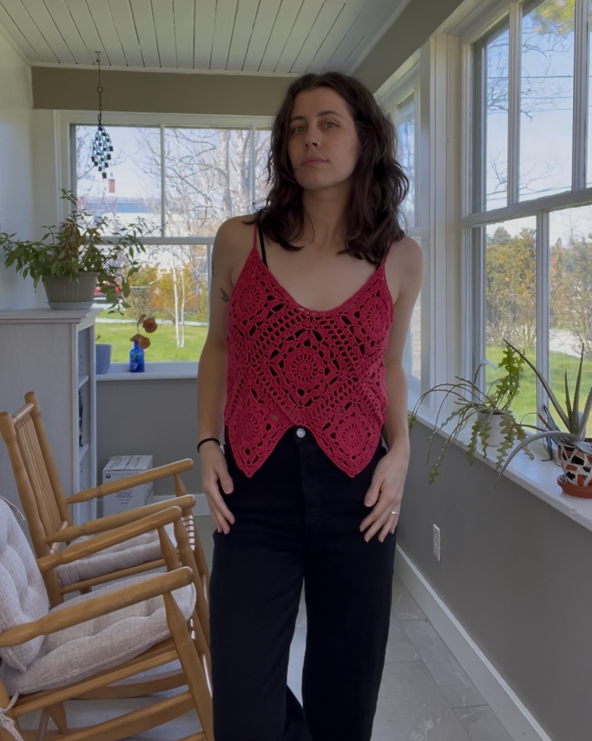 willow tank - upcycled crochet top