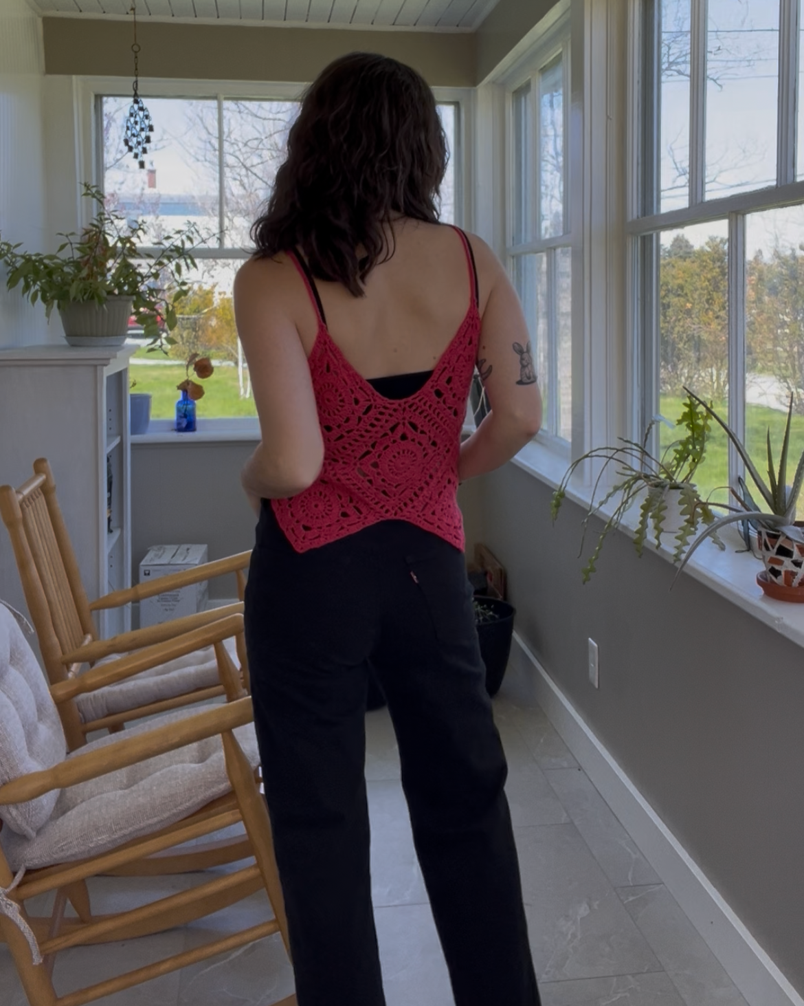 willow tank - upcycled crochet top