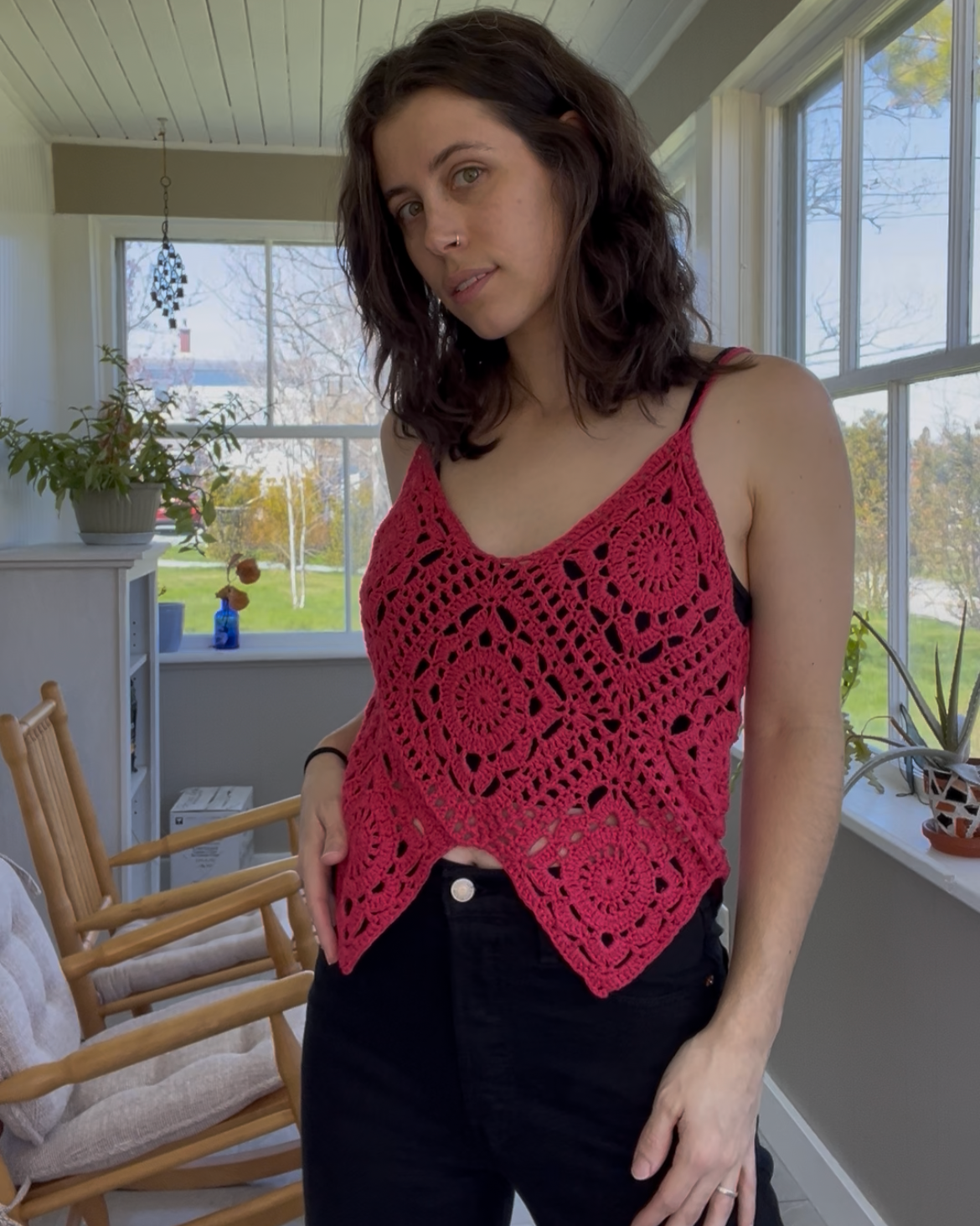 willow tank - upcycled crochet top