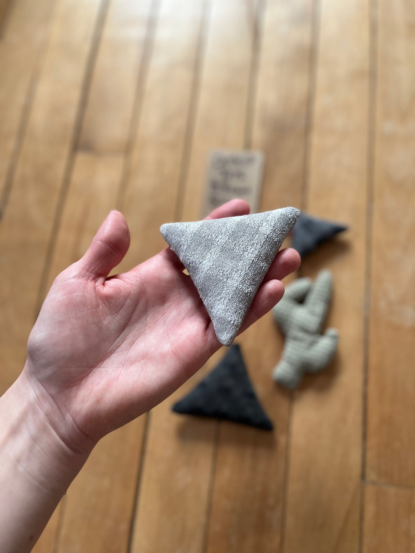 silver checkered triangle catnip toy