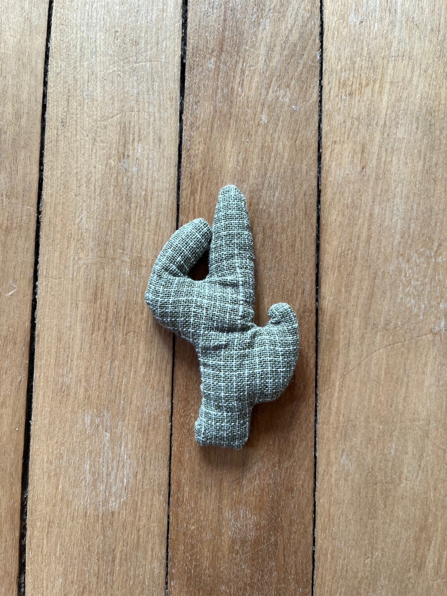 plaid green cactus catnip toy