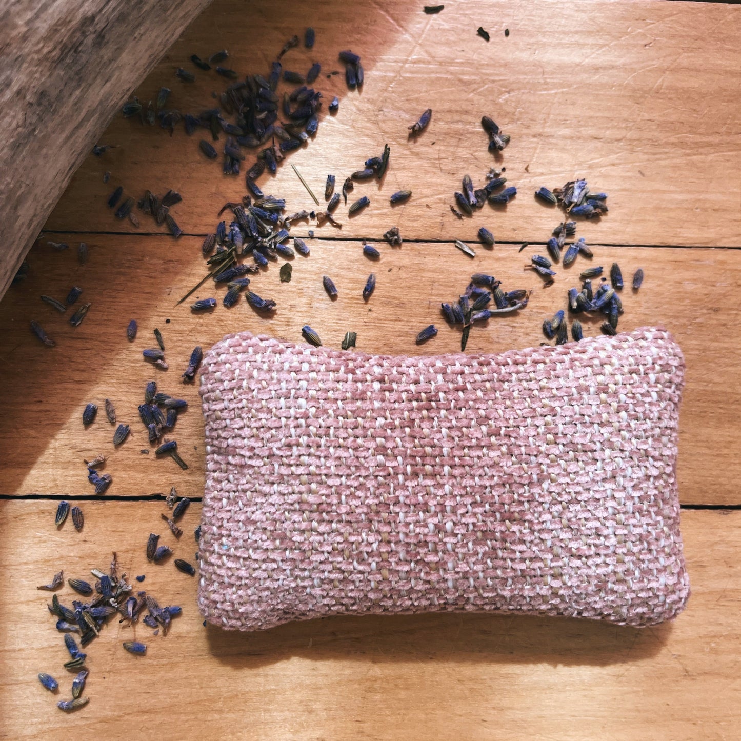 pink woven lavender sachet